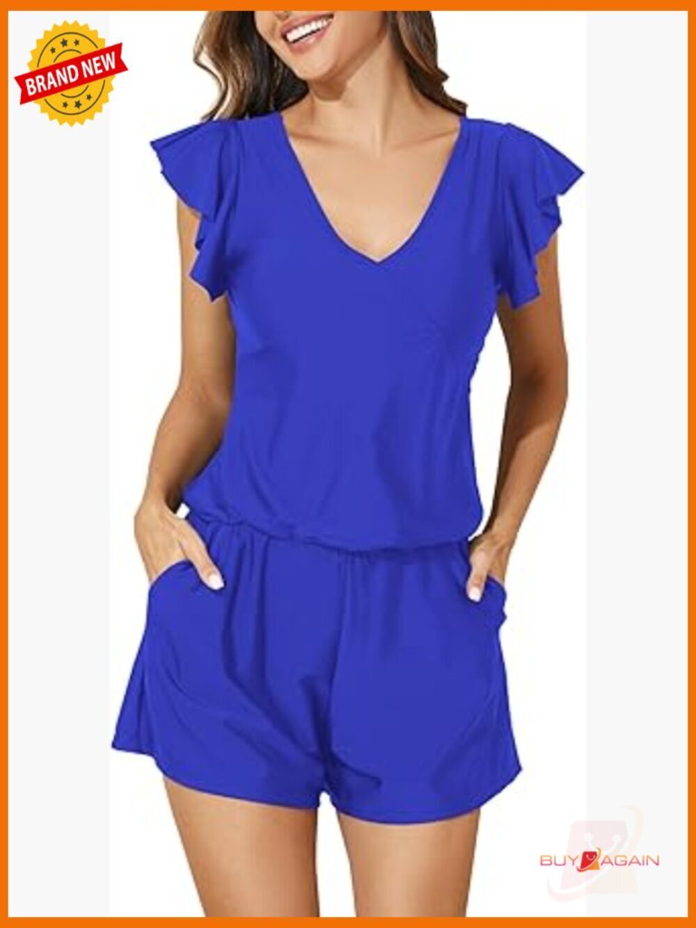 Swim Romper with Built in Bra and Pockets One Piece Swimwear Modest Bathing Suit